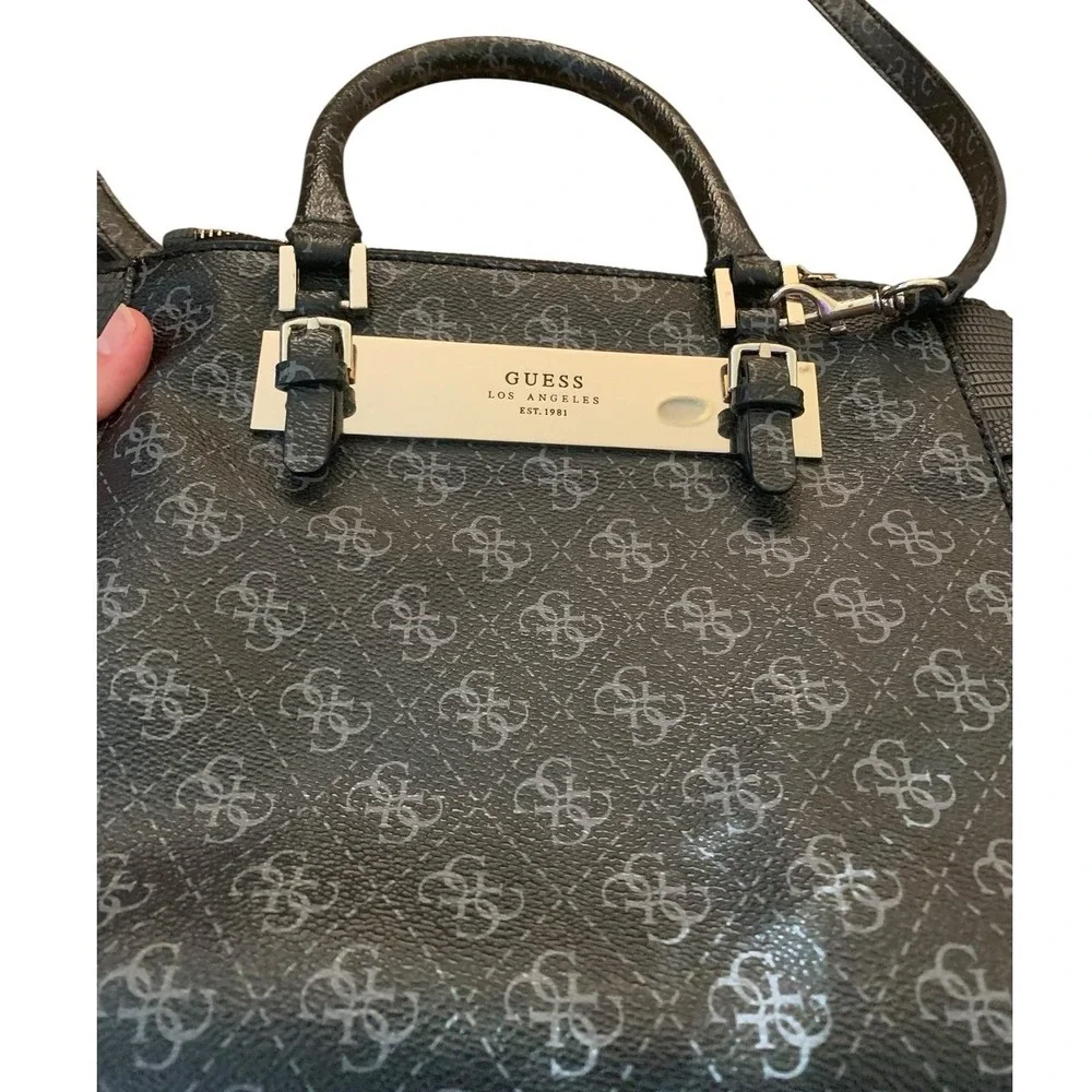 Guess Satchel Crossbody Bag Womens Medium Black Logo Monogram Y2K Chic